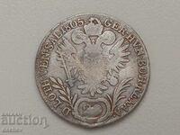 Monedă de argint rară Austria 20 Kreuzer Austro-Ungaria 1805