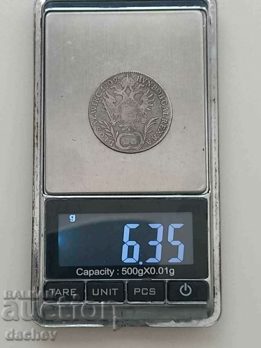 Auction  Rare Silver Coin Austria 20 Kreuzer Austria-Hungary 1809