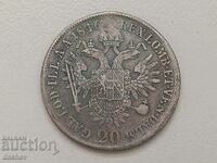 Рядка Сребърна Монета Австрия 20 кройцера Австроунгария 1846