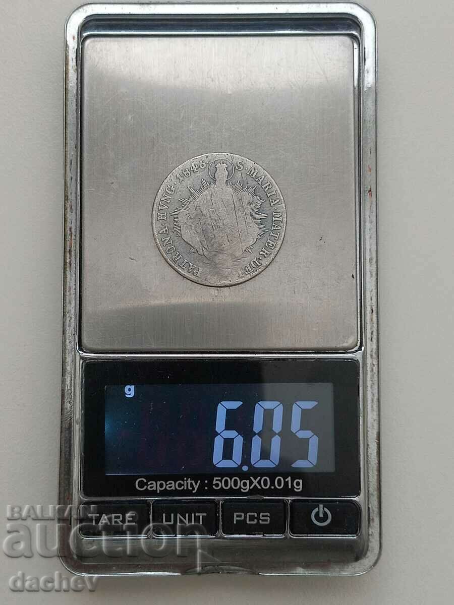 Аукцион Рядка Сребърна Монета Австрия 20 кройцера Австроунгария 1846