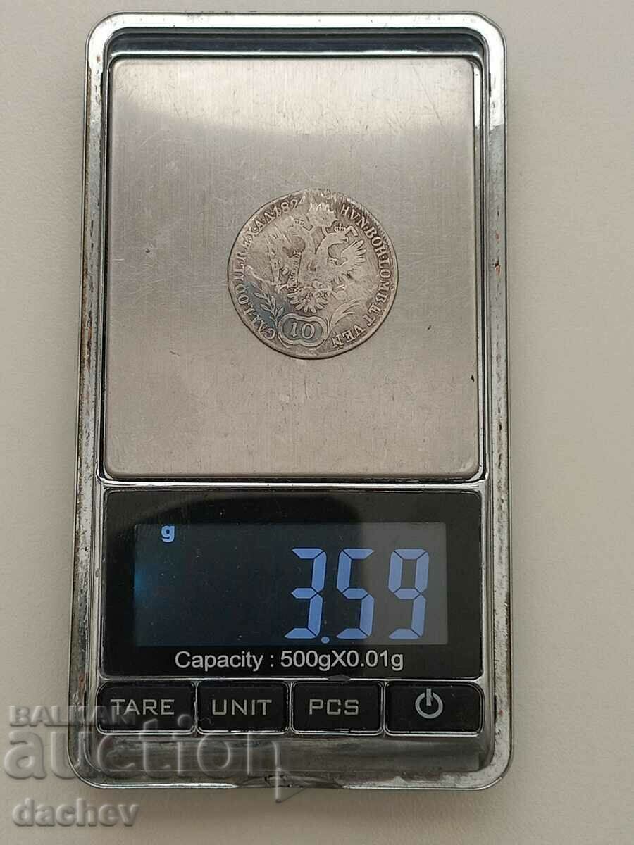 Auction Rare Silver Coin Austria 10 Kreuzer Austria-Hungary 1824 Auction Rare Silver Coin Austria 10 Kreuzer Austria-Hungary 1824