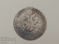 Monedă de argint rară Austria 10 Kreuzer Austro-Ungaria 1824