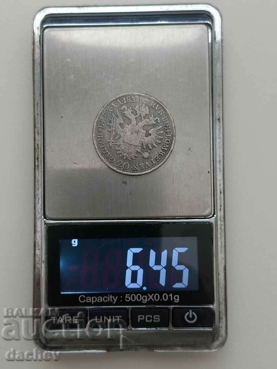 Auction Rare Silver Coin Austria 20 Kreuzer Austria-Hungary 1832 Auction Rare Silver Coin Austria 20 Kreuzer Austria-Hungary 1832