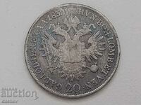 Рядка Сребърна Монета Австрия 20 кройцера Австроунгария 1832