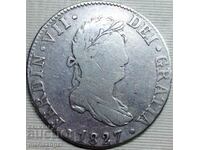 Испания 2 реала 1827 Фердинанд VII 27мм сребро - рядка