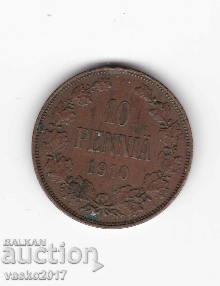 10 PENNIA - 1910 Russia for Finland