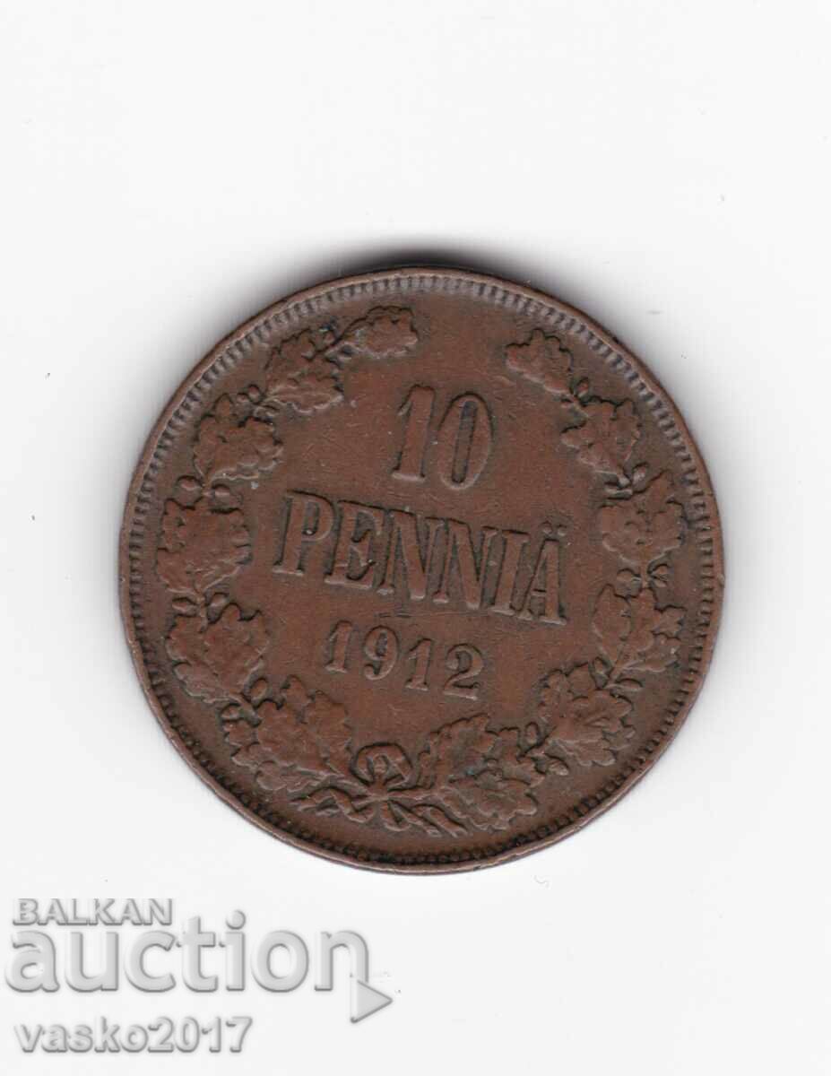 10 PENNIA - 1912 Russia for Finland