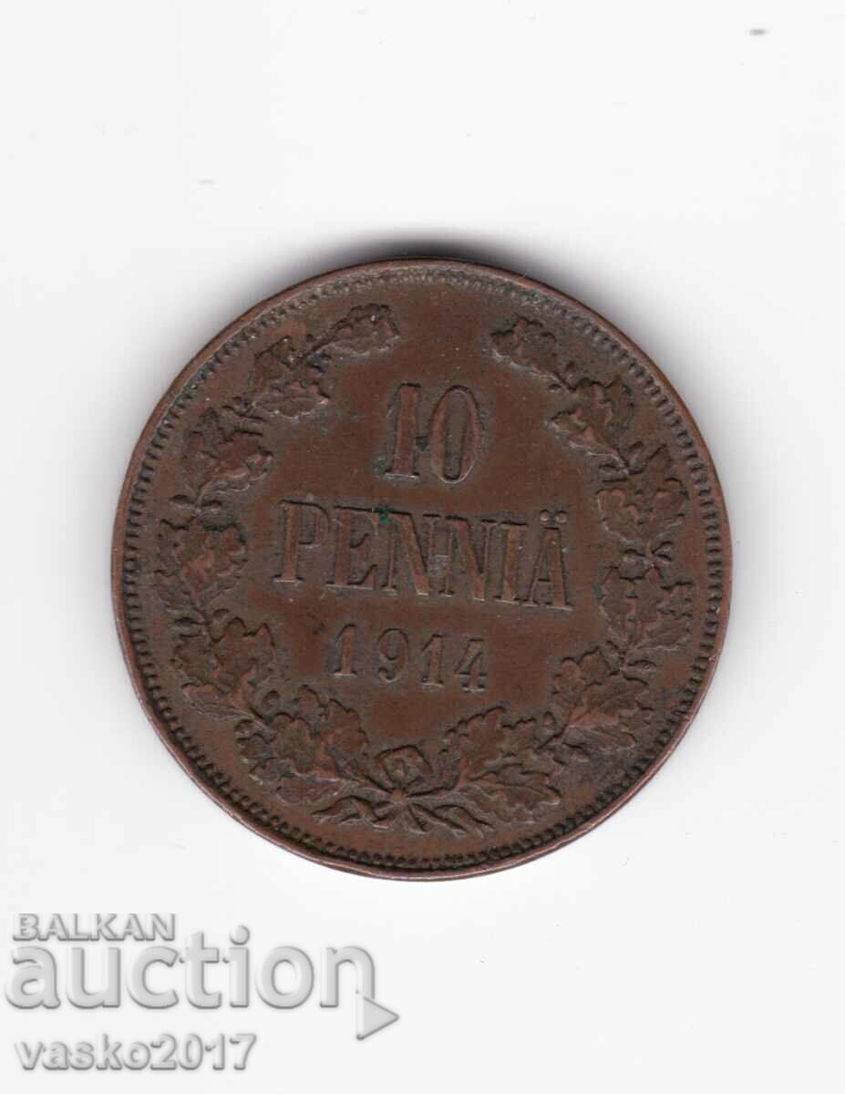 10 PENNIA - 1914 Russia for Finland