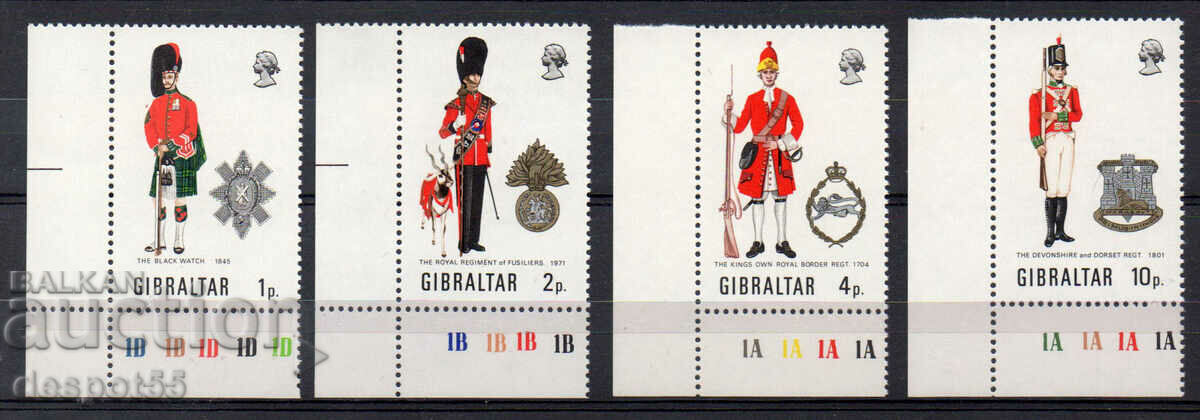 1971. Гибралтар. Колекция "Военни униформи".