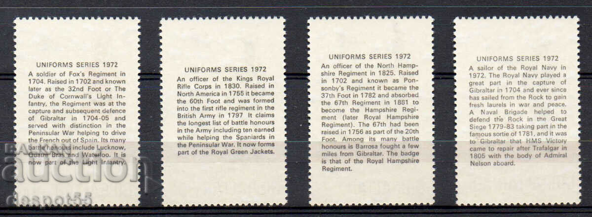 1972. Γιβραλτάρ. Συλλογή «Στρατιωτικές Στολές». με τιμή 8.50 BGN | € 4.35