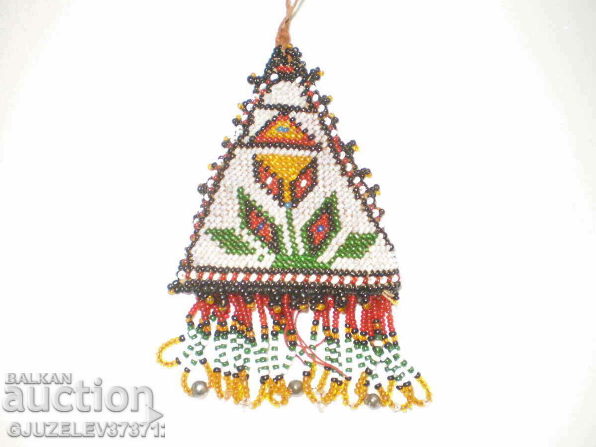 Delivery of antique hand embroidered pendant, amulet, glass beads Delivery of antique hand embroidered pendant, amulet, glass beads