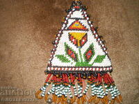 antique hand embroidered pendant, amulet, glass beads