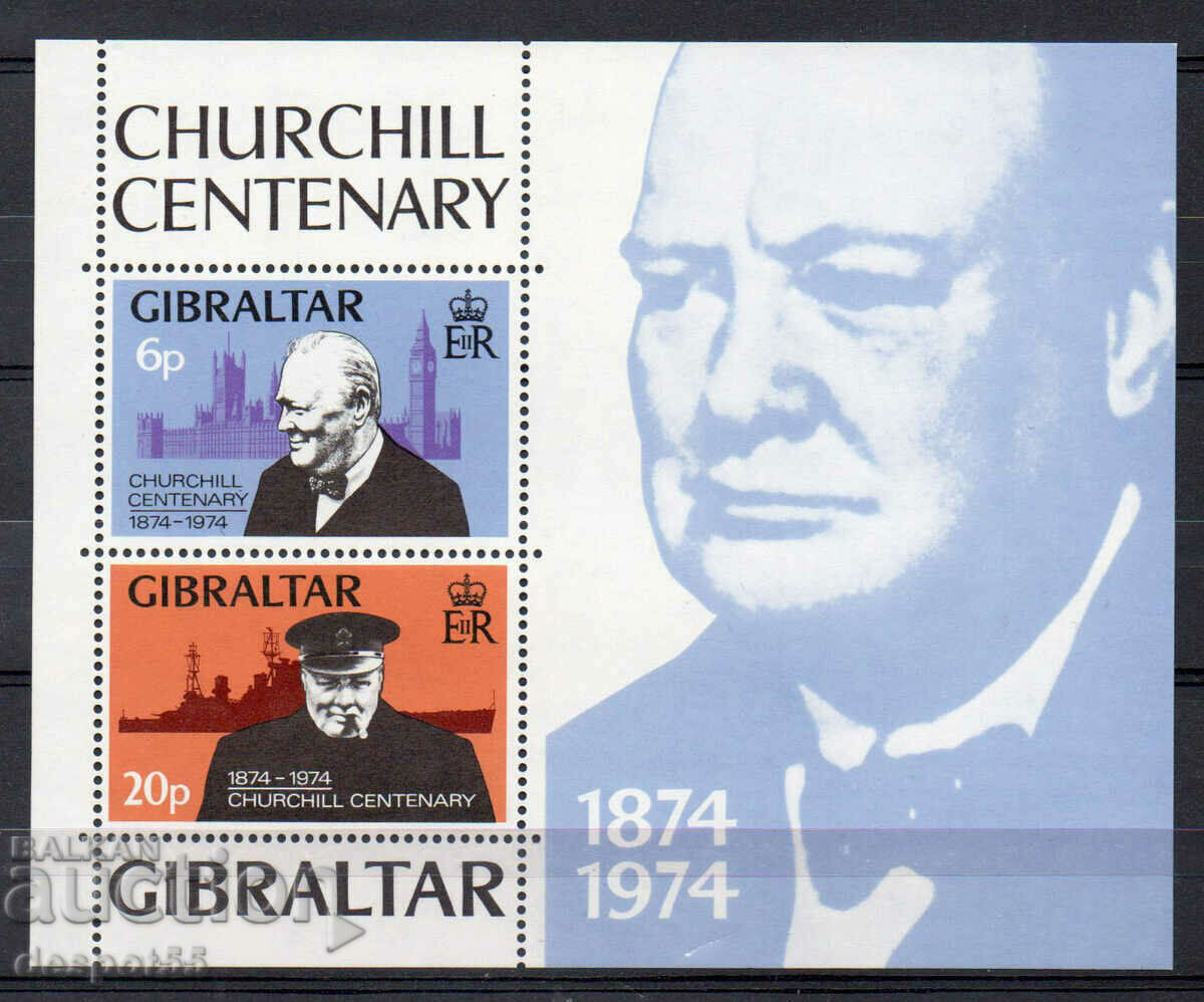 1974 Gibraltar. 100 years since the birth of Winston Churchill. Block