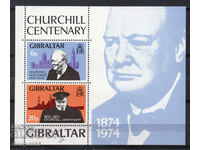 1974 Гибралтар. 100 г. от рождението на Уинстън Чърчил. Блок