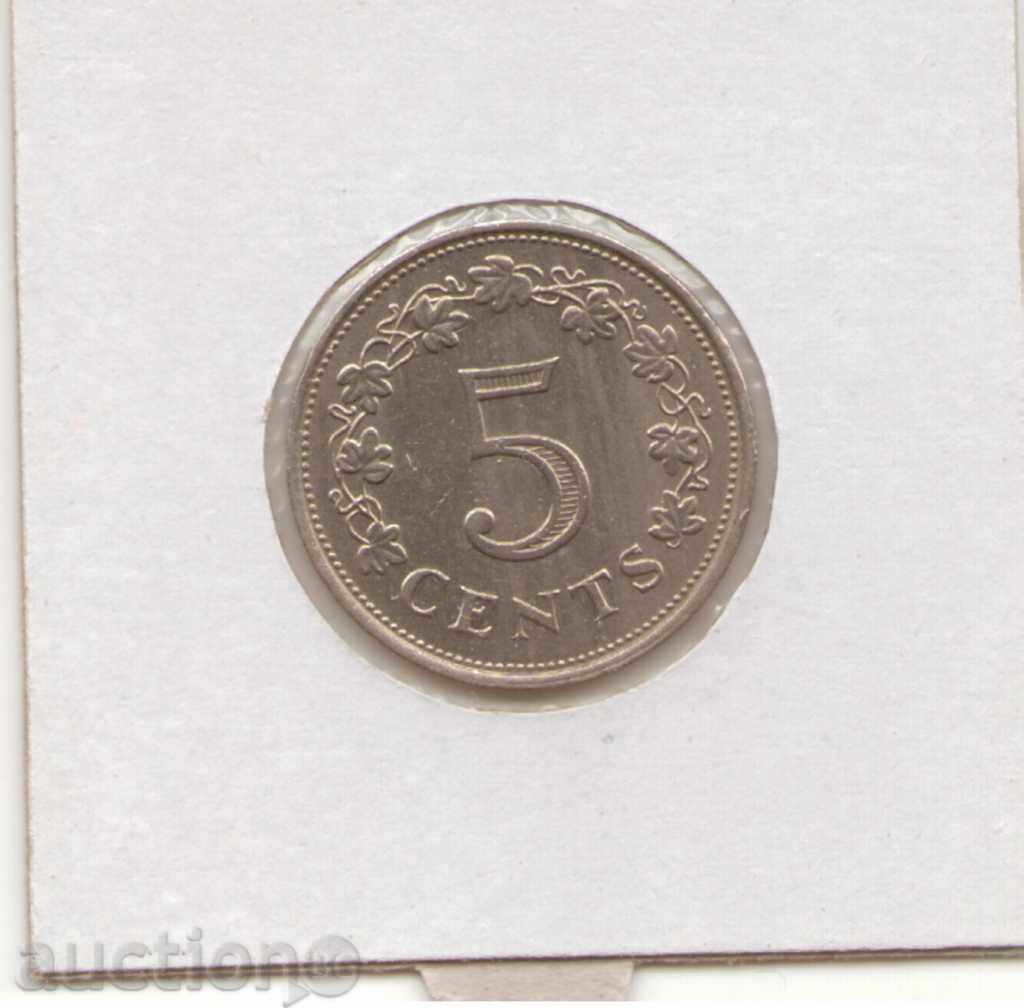 +Malta-5 Cents-1972-KM# 10