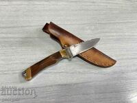 Forged scraping knife with leather handle. #3827