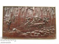 Unique old master pictorial wood carving panel