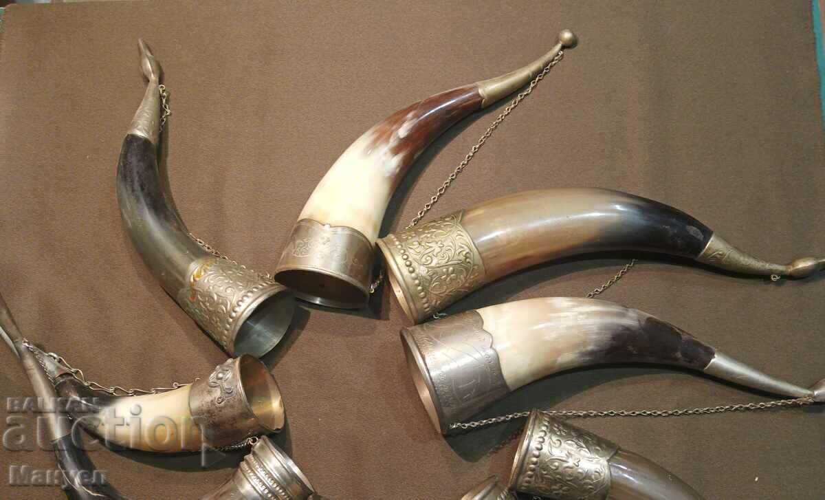 A collection of 10 old Georgian wine drinking horns. with price 450.00 BGN | € 230.08 A collection of 10 old Georgian wine drinking horns. with price 450.00 BGN | € 230.08