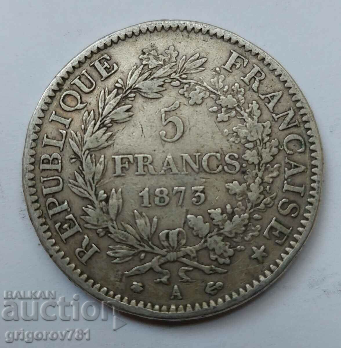 5 Francs Silver France 1873 A - Silver Coin #205