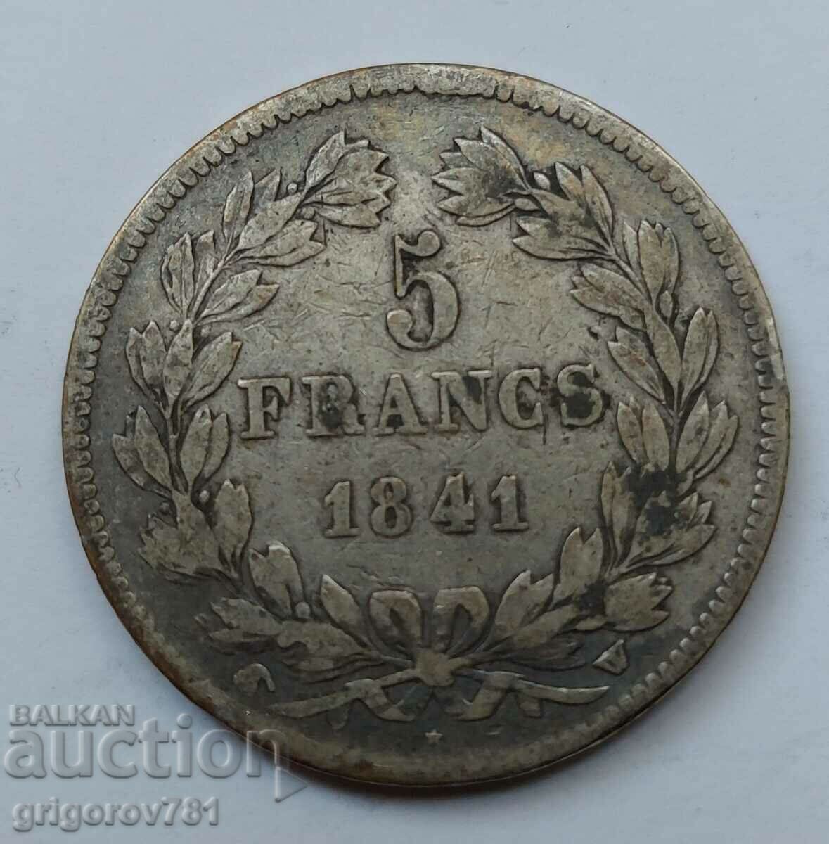 5 франка сребро Франция 1841 W - сребърна монета #213