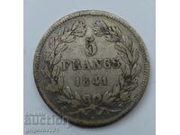 5 Φράγκα Ασήμι Γαλλία 1841 W - Ασημένιο νόμισμα #213
