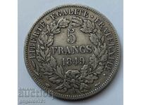 5 франка сребро Франция 1849 A- сребърна монета #214