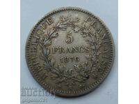 5 Francs Silver France 1876 K - Silver Coin #215