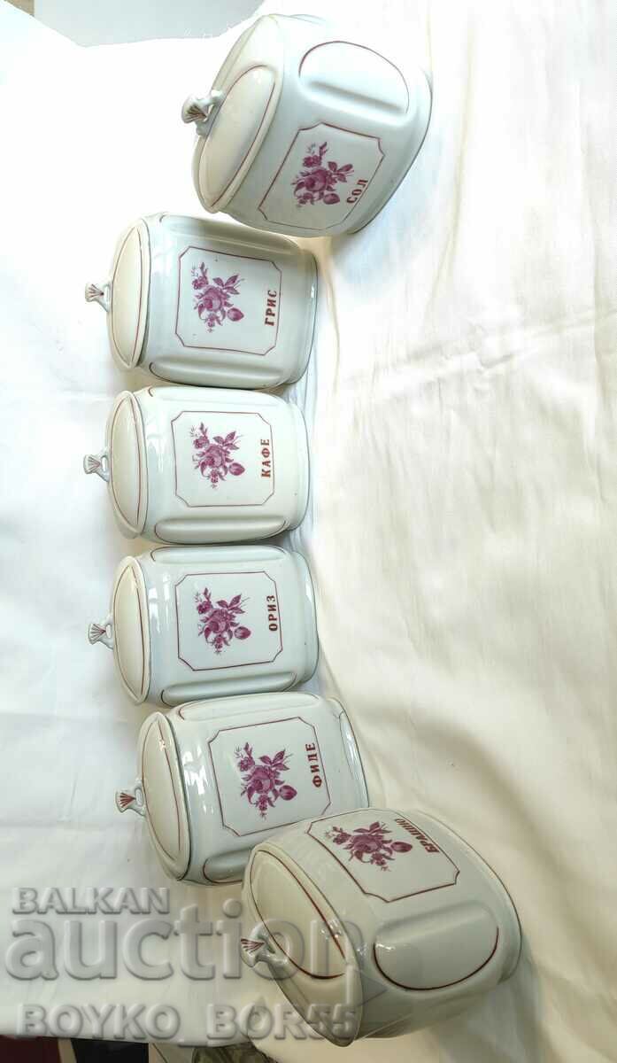 Porcelain Kitchen Set Jars Razvitie Kaleitsa 1960s Porcelain Kitchen Set Jars Razvitie Kaleitsa 1960s