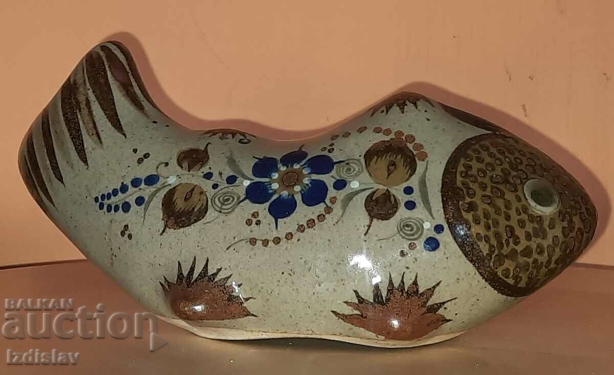 Mexican Tonala pottery, fish hand painted, signed Mexican Tonala pottery, fish hand painted, signed