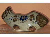 Ceramica mexicana Tonala, peste pictat manual, semnat