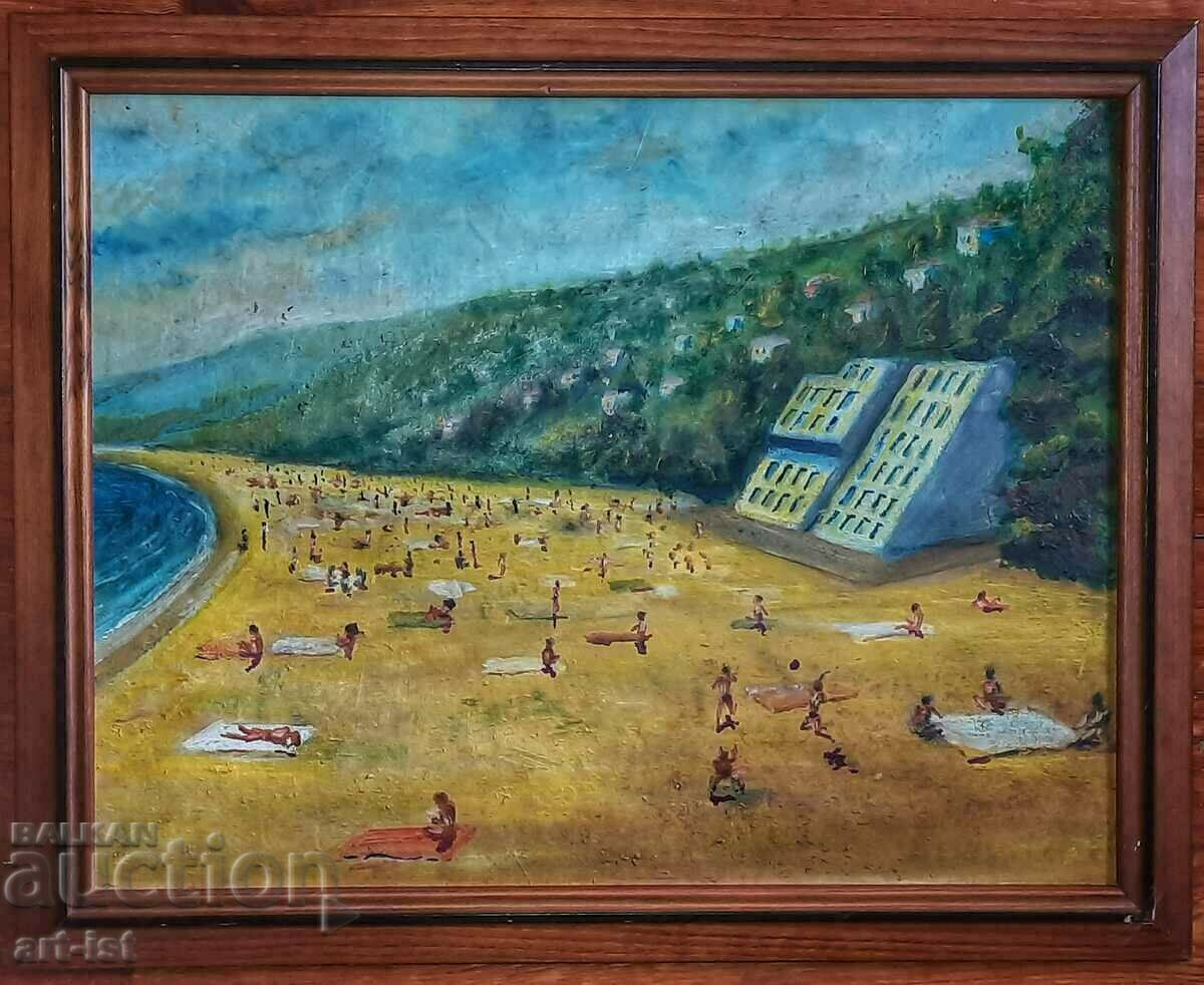 Oil painting, the beach of Albena.
