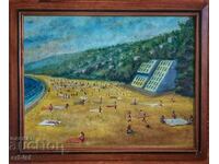 Маслена картина ,плажът на  Албена  .