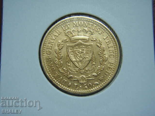 Licitație 40 lire 1825 Sardinia Italia XF/AU (aur)