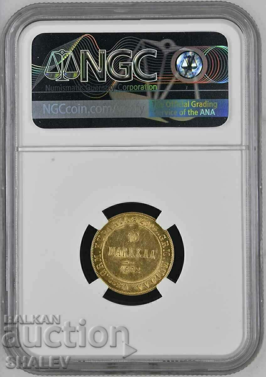 Παράδοση 10 Markkaa 1882 Φινλανδία - MS61 NGC (χρυσός)