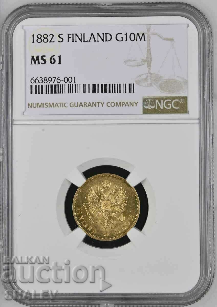 10 Markkaa 1882 Finland (Финландия) - MS61 NGC (злато)