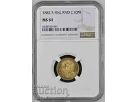 10 Markkaa 1882 Finlanda - MS61 NGC (aur)