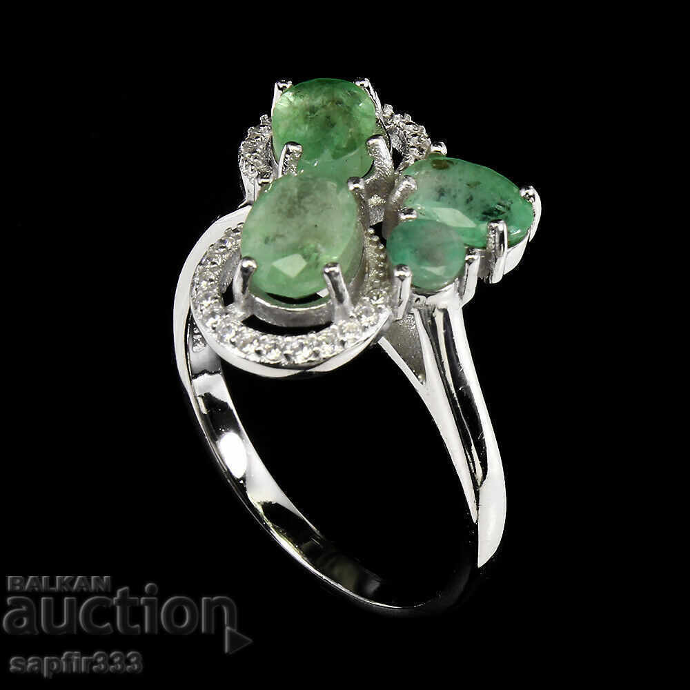 LUXURY RING WITH NATURAL EMERALDS AND ZIRCONI with price 378.00 BGN | € 193.27 LUXURY RING WITH NATURAL EMERALDS AND ZIRCONI with price 378.00 BGN | € 193.27