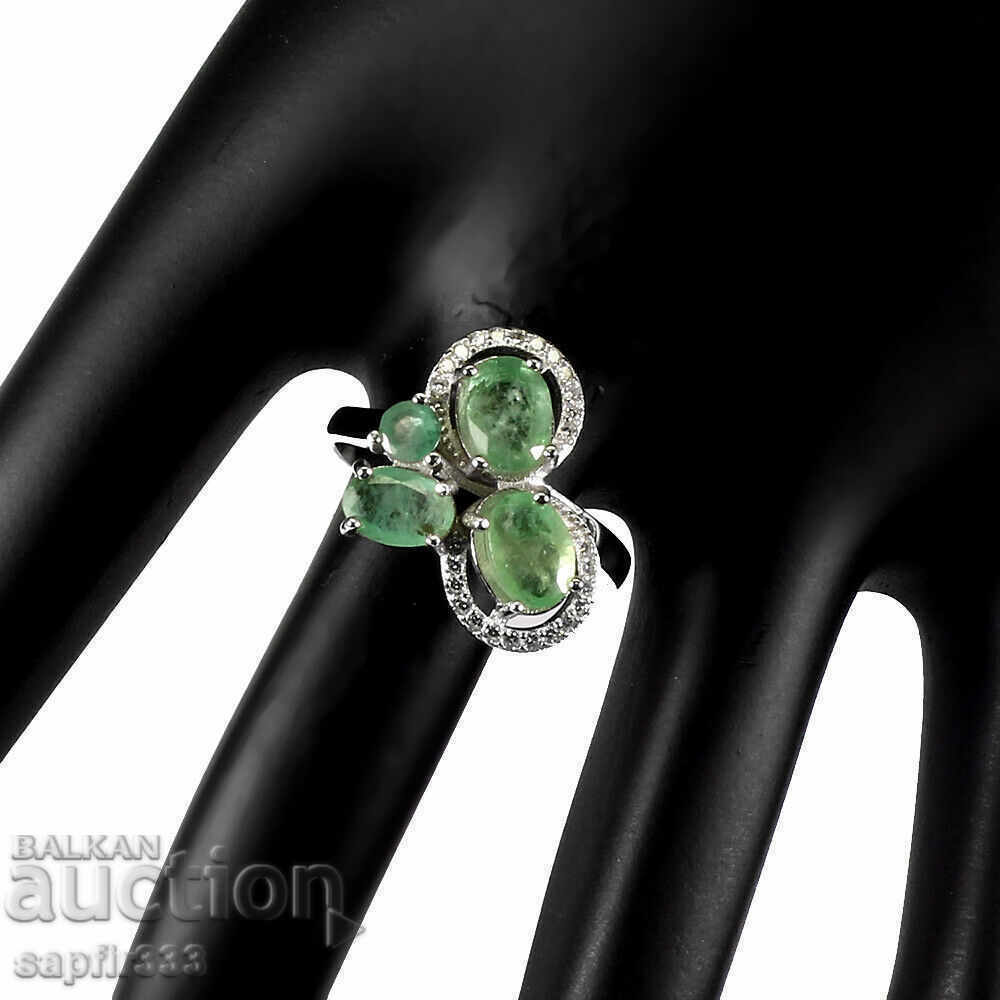 Auction LUXURY RING WITH NATURAL EMERALDS AND ZIRCONI Auction LUXURY RING WITH NATURAL EMERALDS AND ZIRCONI