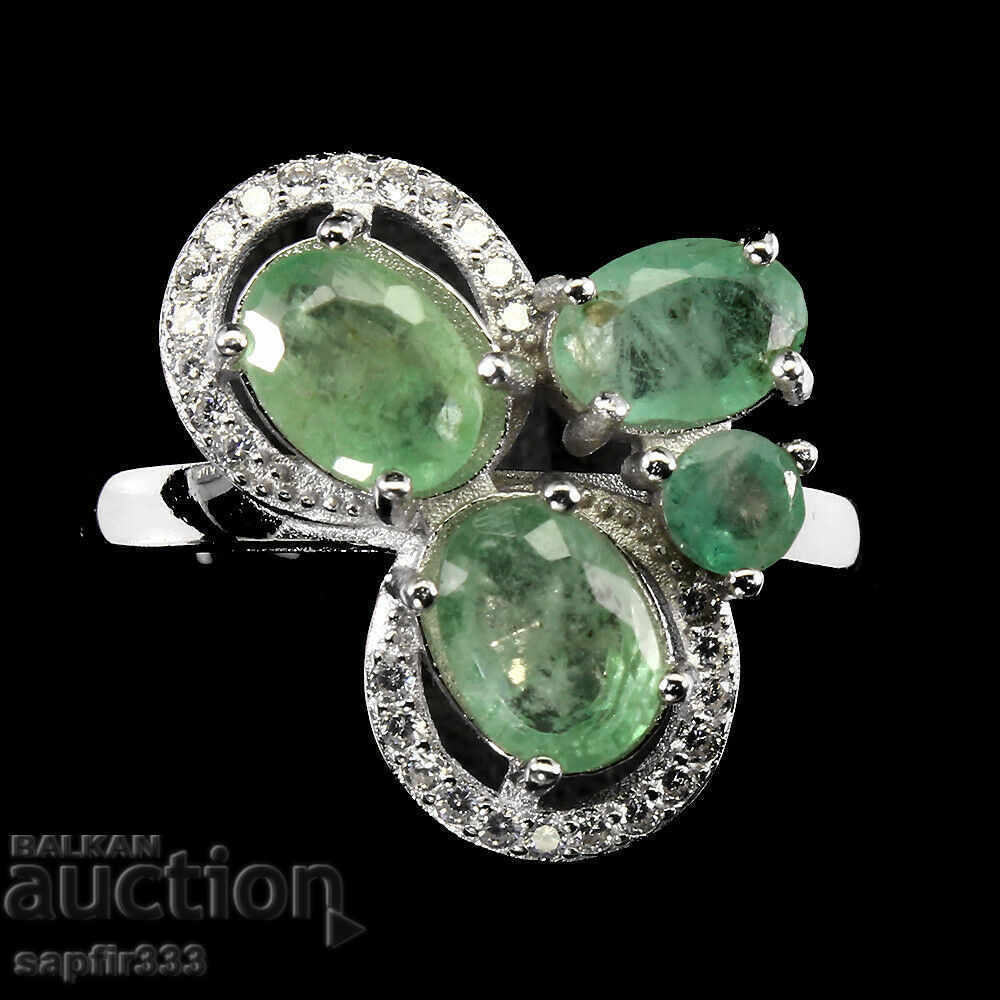 LUXURY RING WITH NATURAL EMERALDS AND ZIRCONI