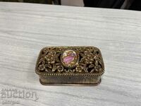 Old bronze jewelry box with Fragonar porcelain tile