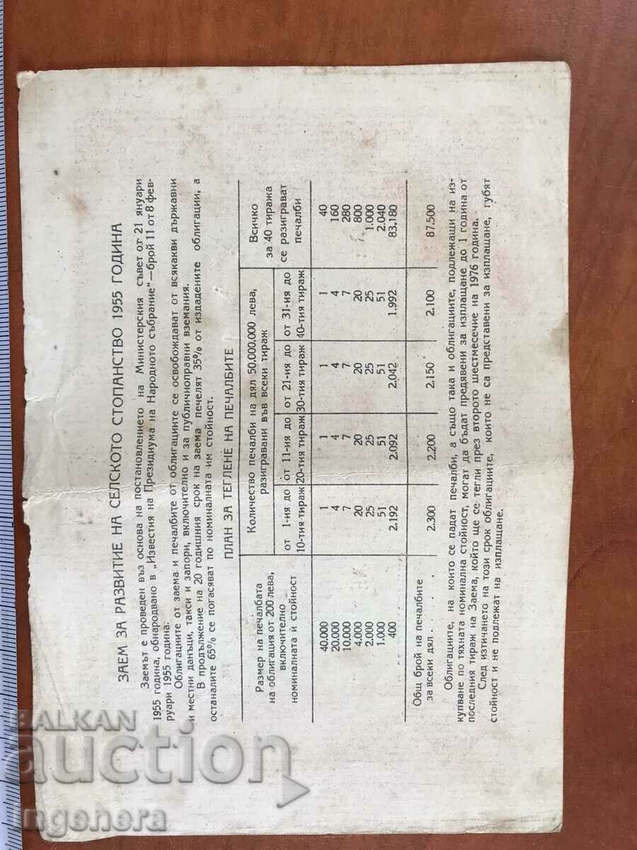Delivery of BOND-40 BGN FROM 1955. Delivery of BOND-40 BGN FROM 1955.