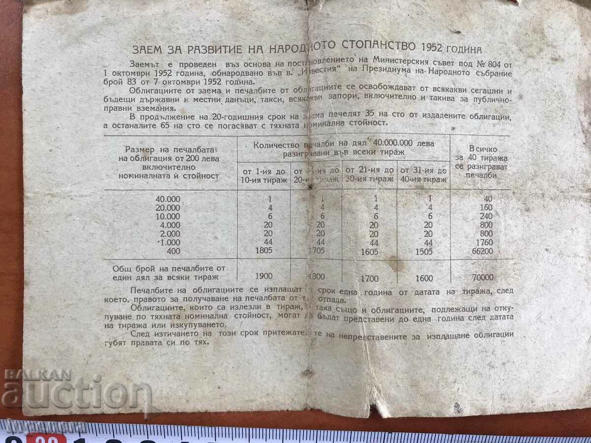 Delivery of BOND-40 BGN FROM 1952. Delivery of BOND-40 BGN FROM 1952.