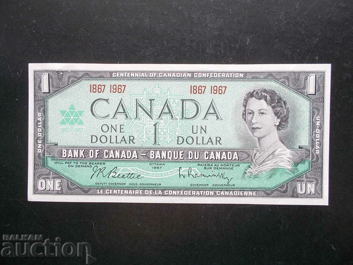 КАНАДА , 1 $ , 1967 , AU+ , юбилейна