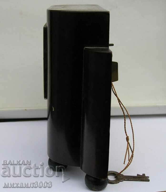 DESK CLOCK WITH ALARM CLOCK PURSE + 5 OLD COINS - 5 DESK CLOCK WITH ALARM CLOCK PURSE + 5 OLD COINS - 5