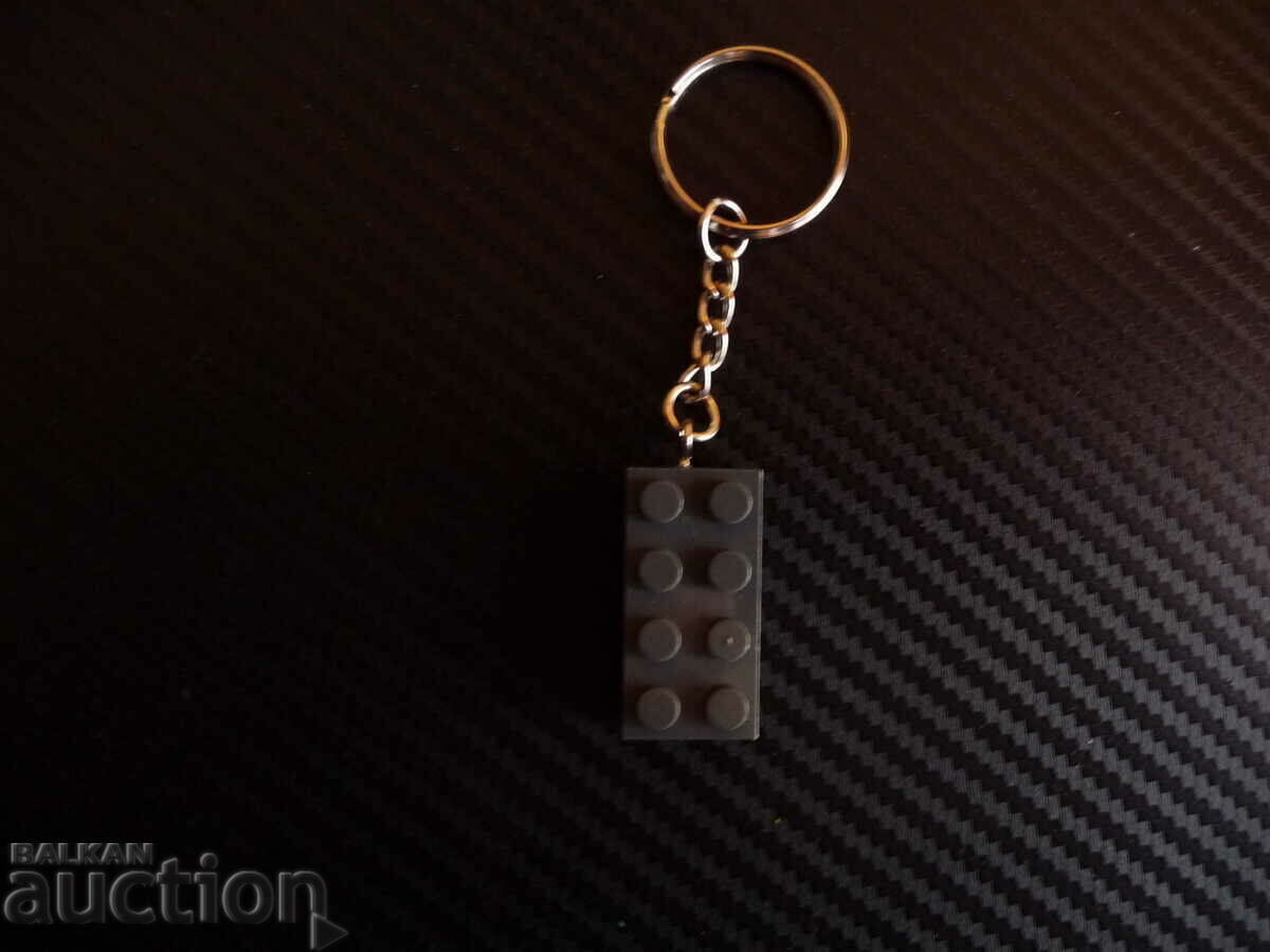 Lego block type keychain Lego dark gray