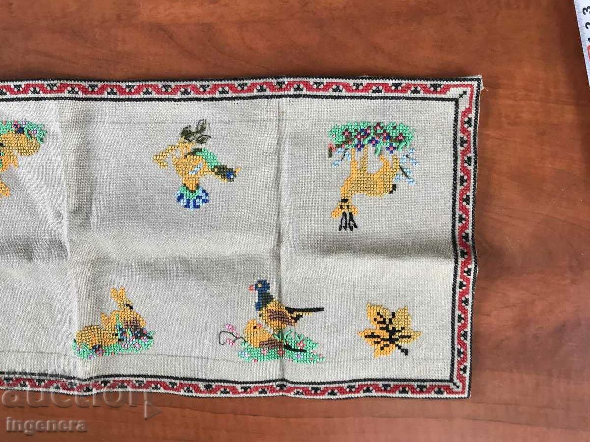 HAND EMBROIDERY PANAMA LINEN CHECK BLANKET NEW - 5