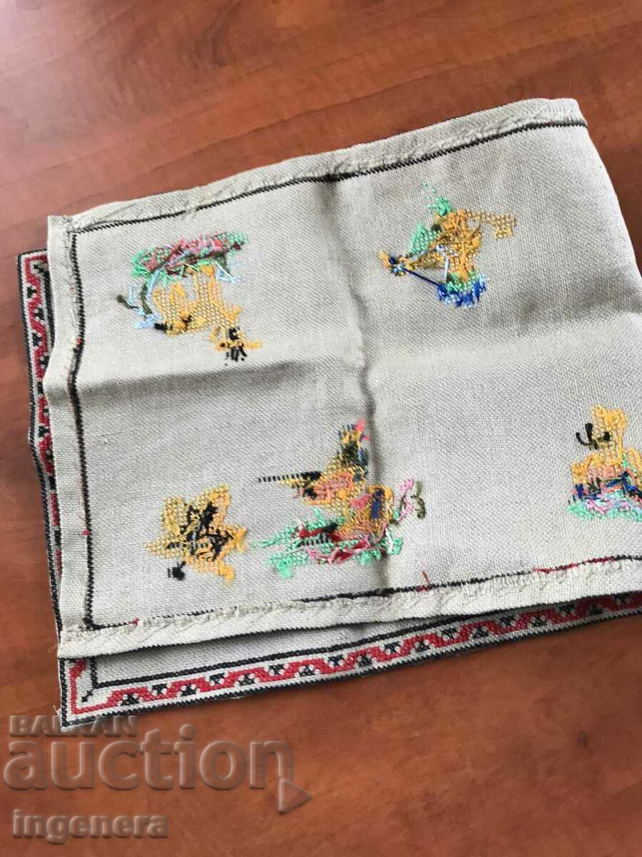 HAND EMBROIDERY PANAMA LINEN CHECK BLANKET NEW - 6