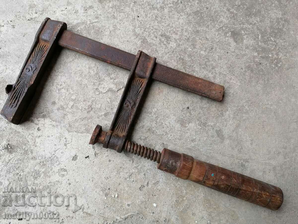 Δημοπρασία Παλιά ξυλουργός σφιγκτήρα μέγγενη, ξύλο