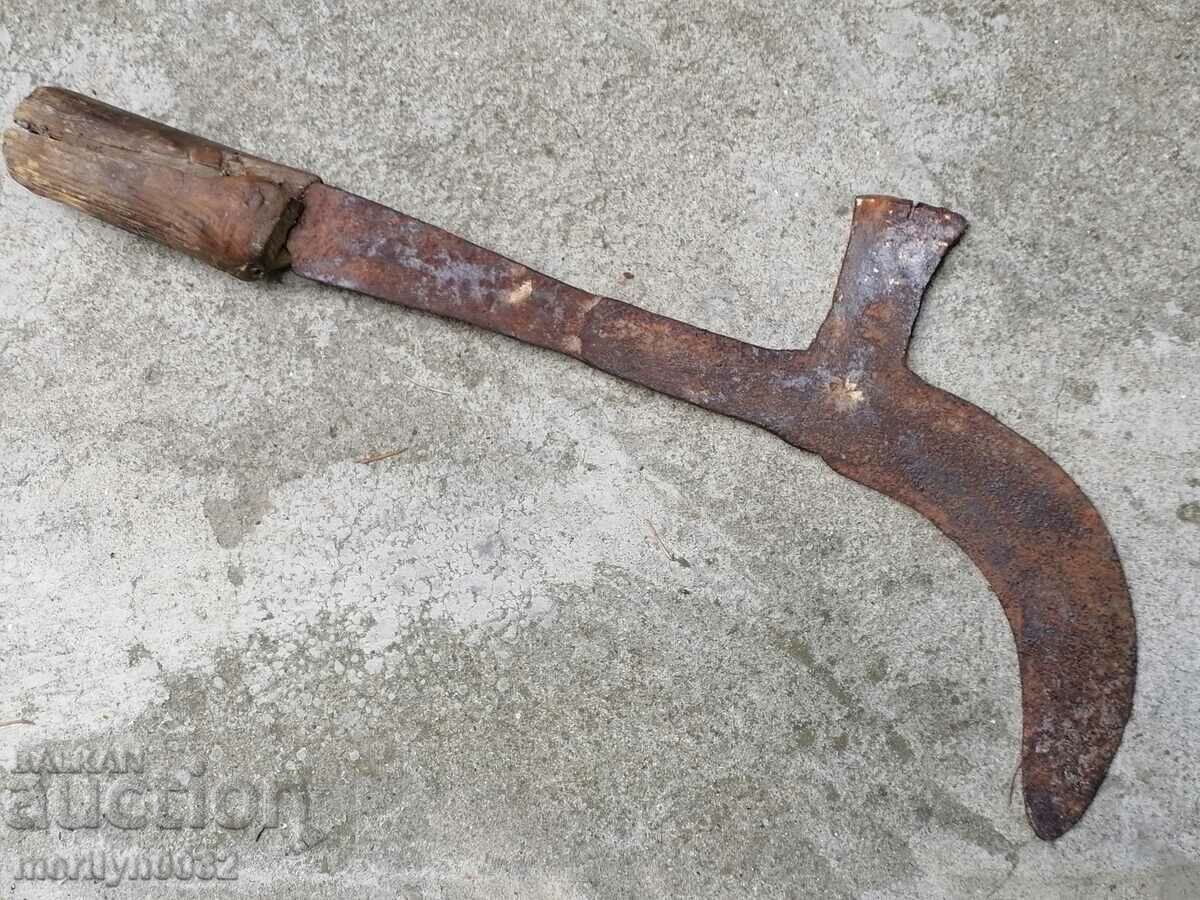 Delivery of Old tool, hoe with engravings, wrought iron blade Delivery of Old tool, hoe with engravings, wrought iron blade