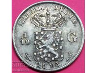 Indiile Olandeze 1/10 gulden 1893 PATINA argint